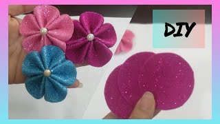 How to make glitter foam sheet flower DIY easy foam sheet flower  eva foam craft [upl. by Clerc]