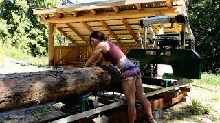 It is HOT at MichyMilling Inc  Milling more lumber to build my tiny cabin [upl. by Ledda72]