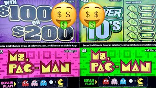 🤑 NEW 🟣 Win 100 or 200 👻 Ms PacMan ⚡️Power 10s CA Lottery Ticket Scratchers 🤑 [upl. by Nifled]