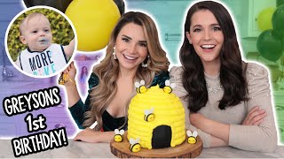 Greysons FIRST BIRTHDAY Special  Bee Hive Cake w My Sister [upl. by Einnahc]