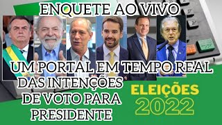 ENQUETE AO VIVO UM PORTAL EM TEMPO REAL DAS INTENÇÕES DE VOTO PARA PRESIDENTE NO BRASIL VAIVENDO [upl. by Belshin]