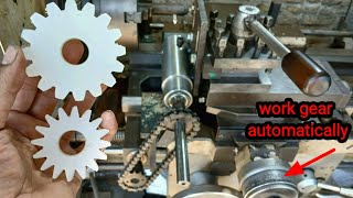 automatic gear manufacturing on a lathe  pembuatan gear secara otomatis di mesin bubut [upl. by Anear386]