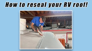 How to Seal RV Roof RV technician explains how to seal seams amp moldings with roof sealant [upl. by Attezi]