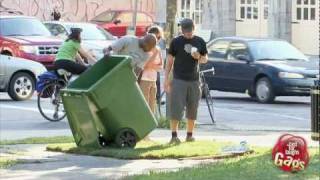 Man Disappears In Garbage Bin Prank [upl. by Rossing]