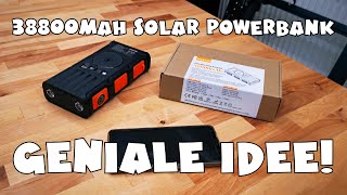 WASTDE Wireless Solar Powerbank 38800mAh mit Handkurbel amp 4 Kabel [upl. by Rego]