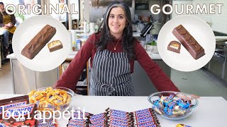 Pastry Chef Attempts to Make Gourmet Snickers  Gourmet Makes  Bon Appétit [upl. by Enidanreb]