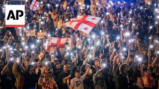 Third night of Tbilisi protests over Georgias socalled Russian law [upl. by Qidas302]