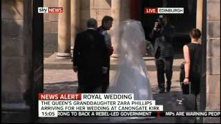 Zara Phillips Wedding DressArrival at Canongate Kirk [upl. by Nored369]