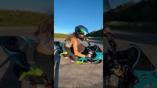 The one you never see 🤣❤️ moto motorcycle bike stunt motosport stuntgirl [upl. by Harahs]