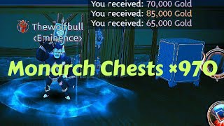 Arcane Legends Opening 970 Monarch Gold Chests Labyrinth Event [upl. by Zetram]