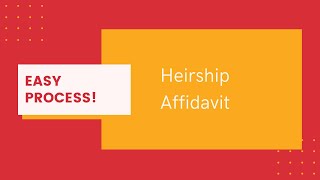 Heirship Affidavit Easy Process [upl. by Urbanna548]