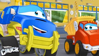 Red Truck vs Blue Truck 🏁🚚 Tonka Chuck and Friends Truck Cartoons for Kids [upl. by Kanya]