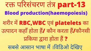 circulatory system part13रूधिर उत्पादन blood productionhaemopoiesis or hematopoisis [upl. by Dieball]