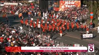 KTLA Arcadia High Inspires Australia’s Marching Koalas to Form [upl. by Rehportsirhc476]