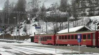 Trains on RHB network at Filisur Bergun Surava Tiefencaste Landwasser Part 2 [upl. by Yattirb953]