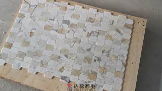 Polished Montage Calacatta Gold Marble Mosaic Tile [upl. by Hasty]