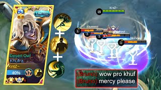 KHUFRA BEST ROTATION FOR SOLO RANK 🔥 TOP GLOBAL KHUFRA BEST BUILD AND EMBLEM 2023  KNTZ MLBB [upl. by Voltz]