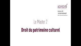 Master 2  Droit du patrimoine culturel [upl. by Ferullo]