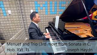 Menuet and Trio 3rd movt Sonata in C HobXVI1  Joseph Haydn ABRSM 20252026 Grade 4 Piano A3 [upl. by Yekcim]