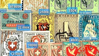 Most expensive stamps 50 most expensive and rare stamps from Switzerland valuable stamps [upl. by Noorah738]