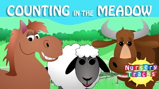 Counting in the Meadow  Learn to count from 1 to 10  With sheep cows and horses [upl. by Alikam]