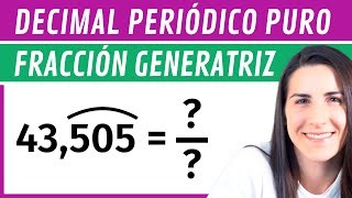 Pasar de Decimal PERIÓDICO PURO a FRACCIÓN ✅ Fracción Generatriz [upl. by Kremer]