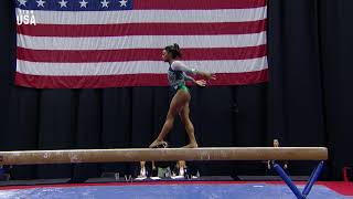 Simone Biles Debuts New Double Double Beam Dismount  Champions Series Presented By Xfinity [upl. by Ydur686]