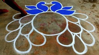 2024 New year rangoli designs🌹Peacock rangoli designs🌹margazhi color kolam easy🌹Super colour rangoli [upl. by Collar]