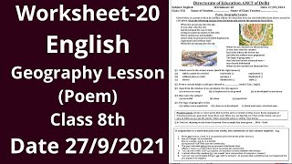 Worksheet 20 English class 8 27921  English class 8  English worksheet 20 [upl. by Zeb354]