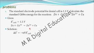 Problem1 on Gibbs Free Energy ampnernst equation Electrochemistry part 36 for CBSE class 12 JEE IIT [upl. by Eremehc]