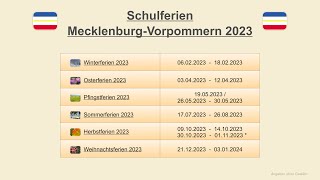 Schulferien Mecklenburg Vorpommern 2023 [upl. by Norabal662]