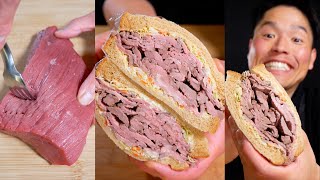 ASMR  Roast Beef Sandwich  MUKBANG  COOKING [upl. by Netsirt878]