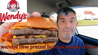 wendys new pretzel bun baconator food review [upl. by Minerva]