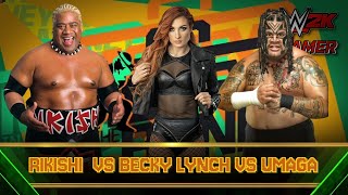 RIKISHI VS BECKY LYNCH VS UMAGA  WWE 2K24 Triple Threat Full Match Live Gameplay [upl. by Ihcalam]