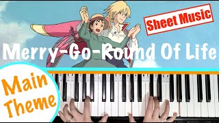 Howls Moving Castle Merry Go Round Of Life Piano Tutorial SHORT VERSION [upl. by Imehon441]