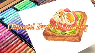 2분 만에 배워보는 오일 파스텔로 브런치 그리기 🥑🥪🖍️ 세로 영상  brunch drawing  oilpastel [upl. by Carrington463]