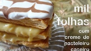 Mil Folhas com Creme de Pasteleiro Caseiro Bimby • wwwluisaalexandracom [upl. by Elime]