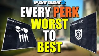 Every PERK ranked WORST to BEST Payday 2 [upl. by Dnomsaj]