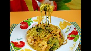 ESPAGUETIS DE CALABACIN CON GAMBAS [upl. by Semaj91]