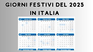 Le festività nel calendario 2025 [upl. by Decrem]