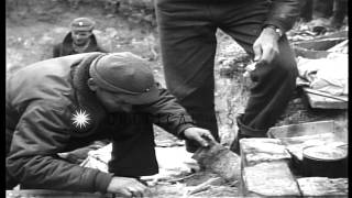 Prisoners cook at an Allied prisoner of war camp in Moosburg Germany during WorlHD Stock Footage [upl. by Ainerbas]