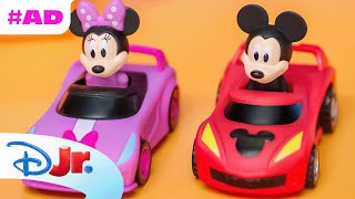 AD  Mickeys Ready to Race Garage Playset Toy Play 🏎️  Mickey Mouse  disneyjr [upl. by Enerak]