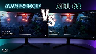 QD OLED Gen 3 vs Mini LED HDR AW3225QF Vs Neo G8 [upl. by Parlin]