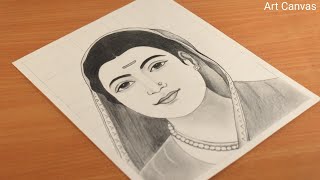 Savitribai Phule Drawing Wiith Pencil Sketch Step by Step  Drawing Savitribai Phule [upl. by Cesaria]