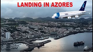 Approach Landing in Ponta Delgada Airport Sao Miguel Azores Portugal [upl. by Putscher]