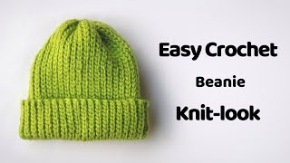 Easy Crochet Chunky Knit Look Beanie  Easiest Beanie Ever [upl. by Annaitat]