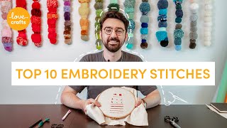 Embroidery for beginners  TOP 10 stitches [upl. by Eerehc]