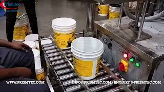 Bitumin Paste 5 Kg Drum Semi Auto Hopper Piston Filling Machine with Roller Conveyor [upl. by Nhguaved]