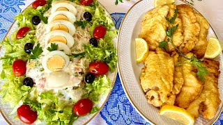 Filetes de peixe com salada russa e Maionese CASEIRA [upl. by Atinid]