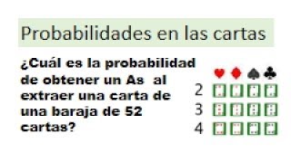 En una baraja de 52 cartas cual es la probabilidad [upl. by Paxon]